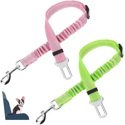 2-teiliger verstellbarer Hundesicherheitsgurt 53–75 cm, rosa-grün 2-teiliger verstellbarer Hundesicherheitsgurt 53–75 cm, rosa-grün