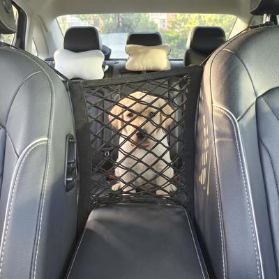 Lot 2 ceintures chien voiture + filet protection animaux réglable 50 85 cm