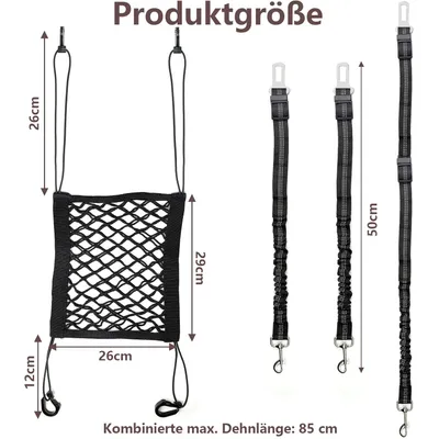 2er-Set Autogurte für Hunde + verstellbares Tierschutznetz, 50–85 cm 2er-Set Autogurte für Hunde + verstellbares Tierschutznetz, 50–85 cm