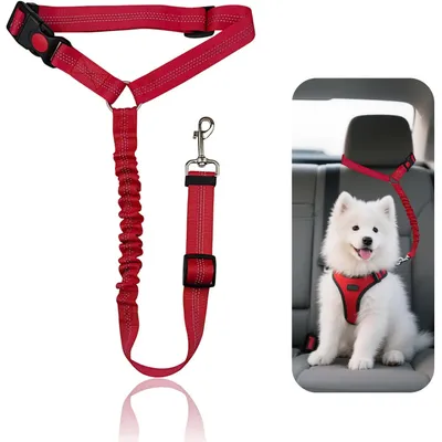 Verstellbarer Sicherheitsgurt für Hunde (50–65 cm) mit Nachtreflektoren Verstellbarer Sicherheitsgurt für Hunde (50–65 cm) mit Nachtreflektoren