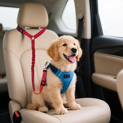 Ceinture sécurité chien voiture réglable 50 65 cm réflecteurs nocturnes