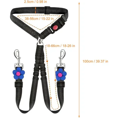 Einziehbare reflektierende Hundegurte, 1–2 Abschnitte, elastische Schnalle Einziehbare reflektierende Hundegurte, 1–2 Abschnitte, elastische Schnalle