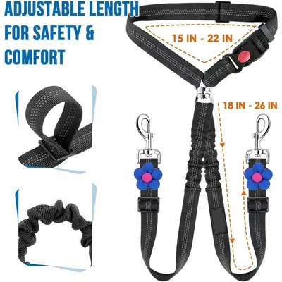 Einziehbare reflektierende Hundegurte, 1–2 Abschnitte, elastische Schnalle Einziehbare reflektierende Hundegurte, 1–2 Abschnitte, elastische Schnalle