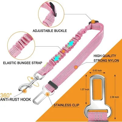 Verstellbare elastische Leine, Sicherheitsgurt für Hunde, hochfestes Nylon Verstellbare elastische Leine, Sicherheitsgurt für Hunde, hochfestes Nylon