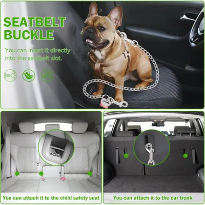 3-in-1-Sicherheitsgurtbefestigung für Hunde im Auto aus Edelstahlkette 3-in-1-Sicherheitsgurtbefestigung für Hunde im Auto aus Edelstahlkette