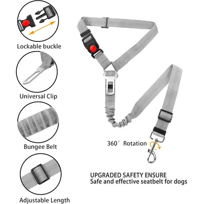 Verstellbarer, elastischer 2-in-1-Autogurt für Hunde, stoßdämpfend Verstellbarer, elastischer 2-in-1-Autogurt für Hunde, stoßdämpfend