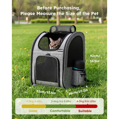 HausPets Atmungsaktiver Rucksack für Katzen und Kleine Hunde, Bequem HausPets Atmungsaktiver Rucksack für Katzen und Kleine Hunde, Bequem