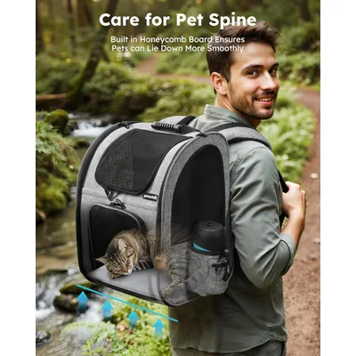 HausPets Atmungsaktiver Rucksack für Katzen und Kleine Hunde, Bequem HausPets Atmungsaktiver Rucksack für Katzen und Kleine Hunde, Bequem