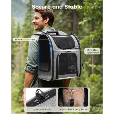 HausPets Atmungsaktiver Rucksack für Katzen und Kleine Hunde, Bequem HausPets Atmungsaktiver Rucksack für Katzen und Kleine Hunde, Bequem