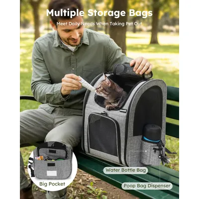 HausPets Atmungsaktiver Rucksack für Katzen und Kleine Hunde, Bequem HausPets Atmungsaktiver Rucksack für Katzen und Kleine Hunde, Bequem