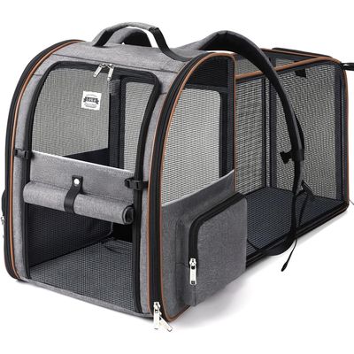 HausPets Erweiterbarer Atmungsaktiver Rucksack für Katzen & Kleine Hunde