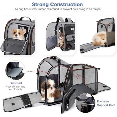 HausPets Erweiterbarer Atmungsaktiver Rucksack für Katzen & Kleine Hunde HausPets Erweiterbarer Atmungsaktiver Rucksack für Katzen & Kleine Hunde