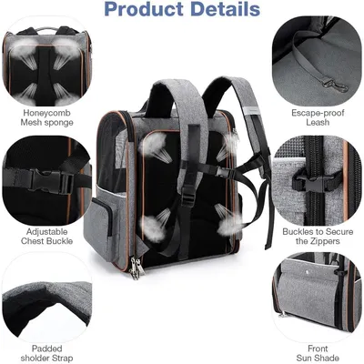 HausPets Erweiterbarer Atmungsaktiver Rucksack für Katzen & Kleine Hunde HausPets Erweiterbarer Atmungsaktiver Rucksack für Katzen & Kleine Hunde