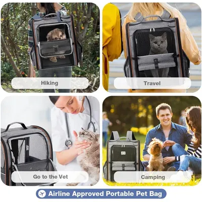 HausPets Erweiterbarer Atmungsaktiver Rucksack für Katzen & Kleine Hunde HausPets Erweiterbarer Atmungsaktiver Rucksack für Katzen & Kleine Hunde