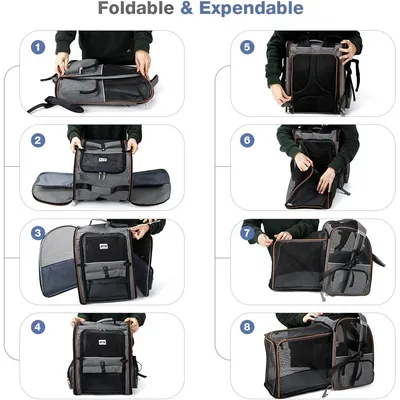 HausPets Erweiterbarer Atmungsaktiver Rucksack für Katzen & Kleine Hunde HausPets Erweiterbarer Atmungsaktiver Rucksack für Katzen & Kleine Hunde