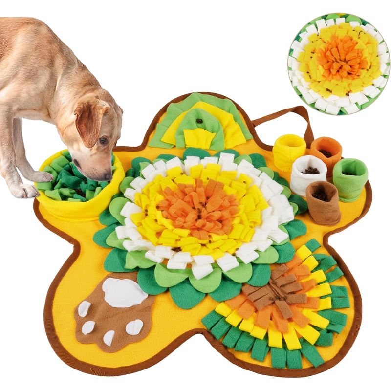 HausPets 60cm großer Stern-förmiger Schnüffelteppich gelb/weiß