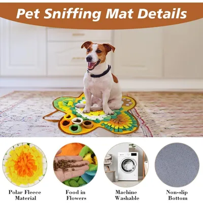 HausPets 60cm großer Stern-förmiger Schnüffelteppich gelb/weiß