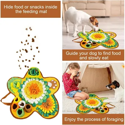 HausPets 60cm großer Stern-förmiger Schnüffelteppich gelb/weiß