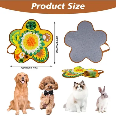 HausPets 60cm großer Stern-förmiger Schnüffelteppich gelb/weiß