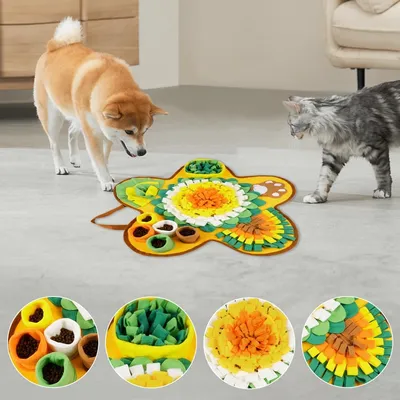 HausPets 60cm großer Stern-förmiger Schnüffelteppich gelb/weiß