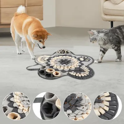 HausPets 60cm großer Stern-förmiger Schnüffelteppich grau/weiß