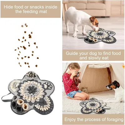 HausPets 60cm großer Stern-förmiger Schnüffelteppich grau/weiß