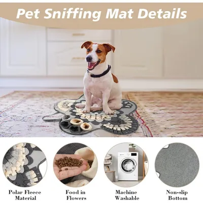 HausPets 60cm großer Stern-förmiger Schnüffelteppich grau/weiß