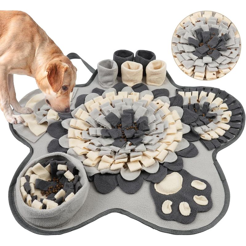 HausPets 60cm großer Stern-förmiger Schnüffelteppich grau/weiß