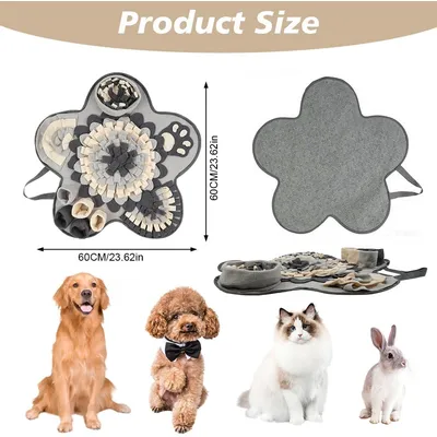 HausPets 60cm großer Stern-förmiger Schnüffelteppich grau/weiß