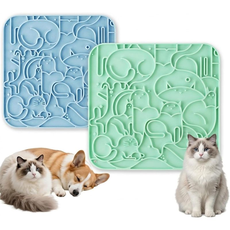 HausPets 2 mini Silikon-Leckteppiche für Futter