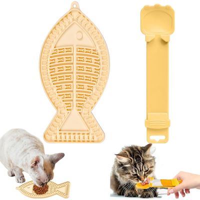 HausPets Gelbe Leckmatte + Leckerli-Löffel
