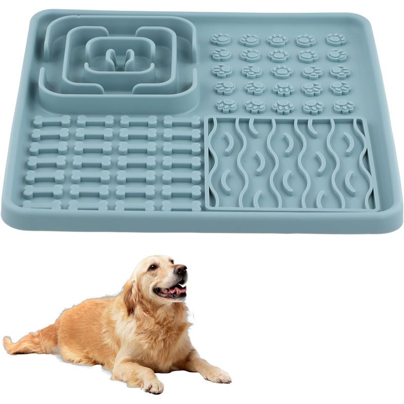 HausPets Leckmatte 19x19cm aus blauem Silikon