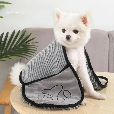 HausPets Serviette Bain Chien Chenille Poches Mains HausPets Serviette Bain Chien Chenille Poches Mains