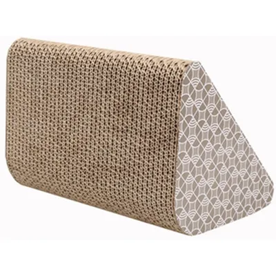 Arbre chat carton triangulaire rayures, jouet avec grelot Arbre chat carton triangulaire rayures, jouet avec grelot