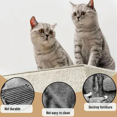 HausPets Selbstklebende Kratzmatte für Katzen DIY, Möbelschutz Beige