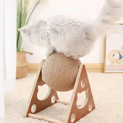 HausPets Kratzspielzeug mit Sisalball und Kletterrahmen für Katzen