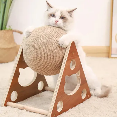 HausPets Kratzspielzeug mit Sisalball und Kletterrahmen für Katzen