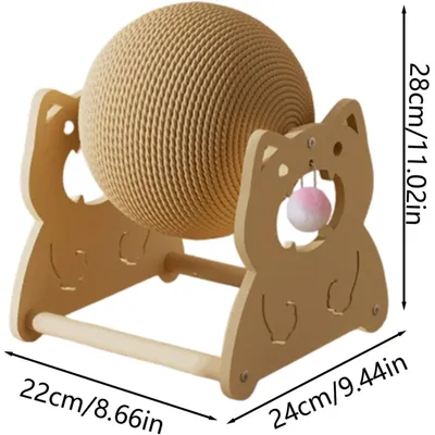 HausPets Balle Griffoir avec Support en Bois pour Chat HausPets Balle Griffoir avec Support en Bois pour Chat