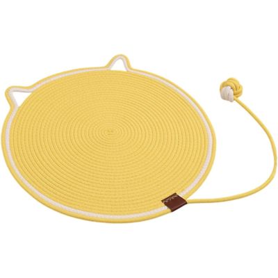 HausPets Tapis Griffoir Chat Coton avec Balle Jouet, Jaune 50cm
