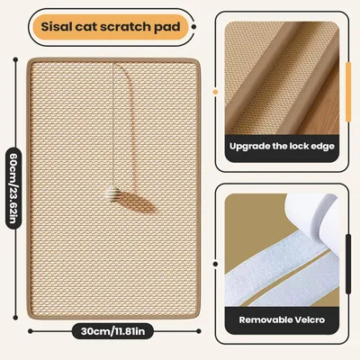 HausPets Kratzmatte aus Natursisal für Wand mit Hängespielzeug-Ball