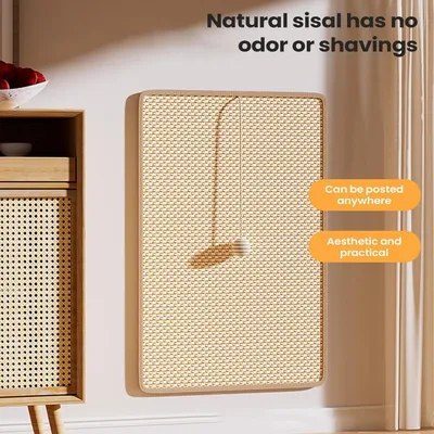 HausPets Kratzmatte aus Natursisal für Wand mit Hängespielzeug-Ball