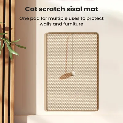 HausPets Kratzmatte aus Natursisal für Wand mit Hängespielzeug-Ball