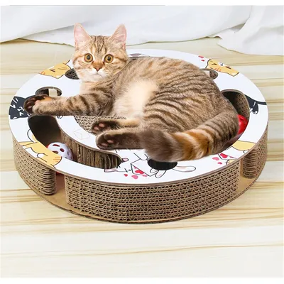 Tapis griffoir carton chat avec piste balle, int/ext Tapis griffoir carton chat avec piste balle, int/ext