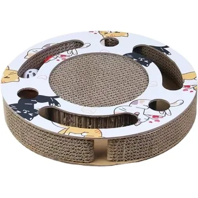 Tapis griffoir carton chat avec piste balle, int/ext Tapis griffoir carton chat avec piste balle, int/ext