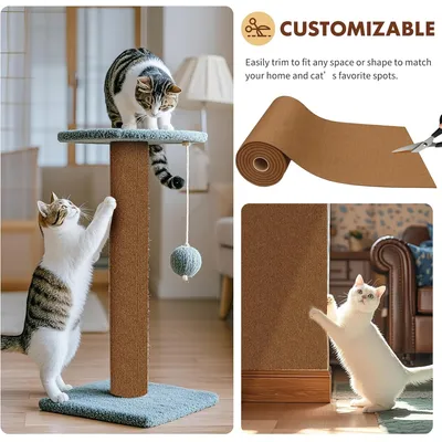 HausPets Selbstklebende Kratzmatte aus Filz für Katzen, DIY 40x200cm