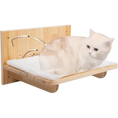 Wall Hanging Nest with Scratching Post & Ball Toy, pine wood