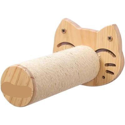 Wall Hanging Nest with Scratching Post & Ball Toy, pine wood