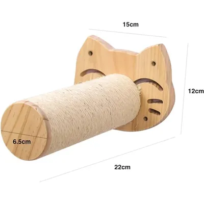 Wall Hanging Nest with Scratching Post & Ball Toy, pine wood