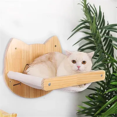 Wall Hanging Nest with Scratching Post & Ball Toy, pine wood