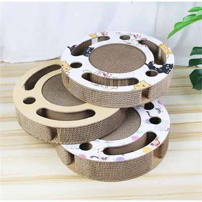 HausPets Grattoir pour Chat en Carton avec Piste de Balle HausPets Grattoir pour Chat en Carton avec Piste de Balle